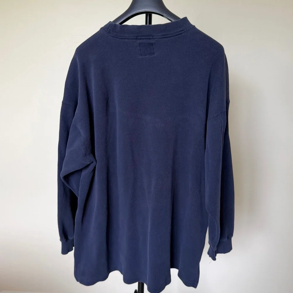 American‎ Eagle Outfitters Field Jersey Ribbed Long Sleeve Shirt Navy Blue XL